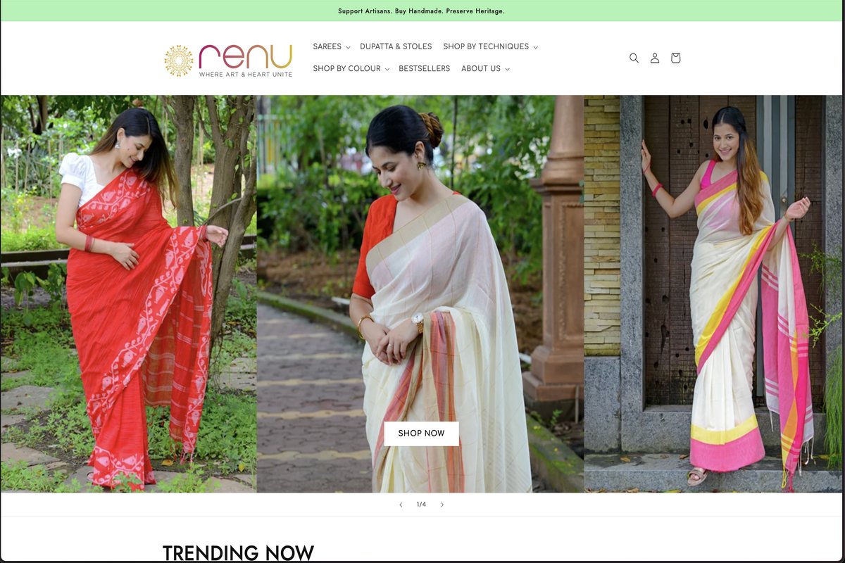 Renu — Handloom sarees, shop by technique and colour
